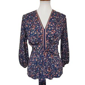 Max Studio NWT Blue Paisley Tie Front Top XS